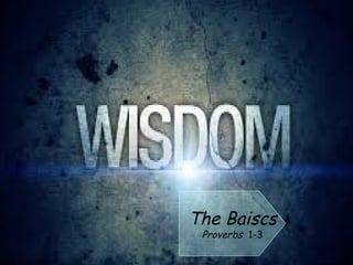 Proverbs for Daily Life
Tapping into Solomon's wisdom
The Baiscs
Proverbs 1-3
 