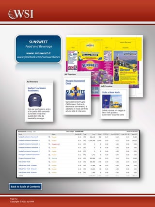 SUNSWEET
Food and Beverage
www.sunsweet.it
www.facebook.com/sunsweetones

Back to Table of Contents

Page 42
Copyright ©2011 by RAM

 