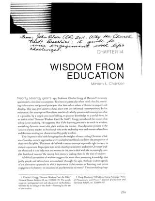 Wisdom from education, charter