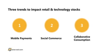 Three trends to impact retail & technology stocks
Mobile Payments Social Commerce
Collaborative
Consumption
1 2 3
 