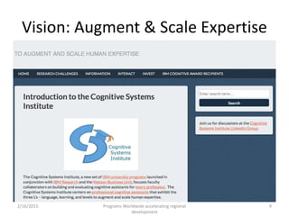 Vision: Augment & Scale Expertise
2/16/2015
© IBM 2015, IBM Upward University
Programs Worldwide accelerating regional
development
9
 
