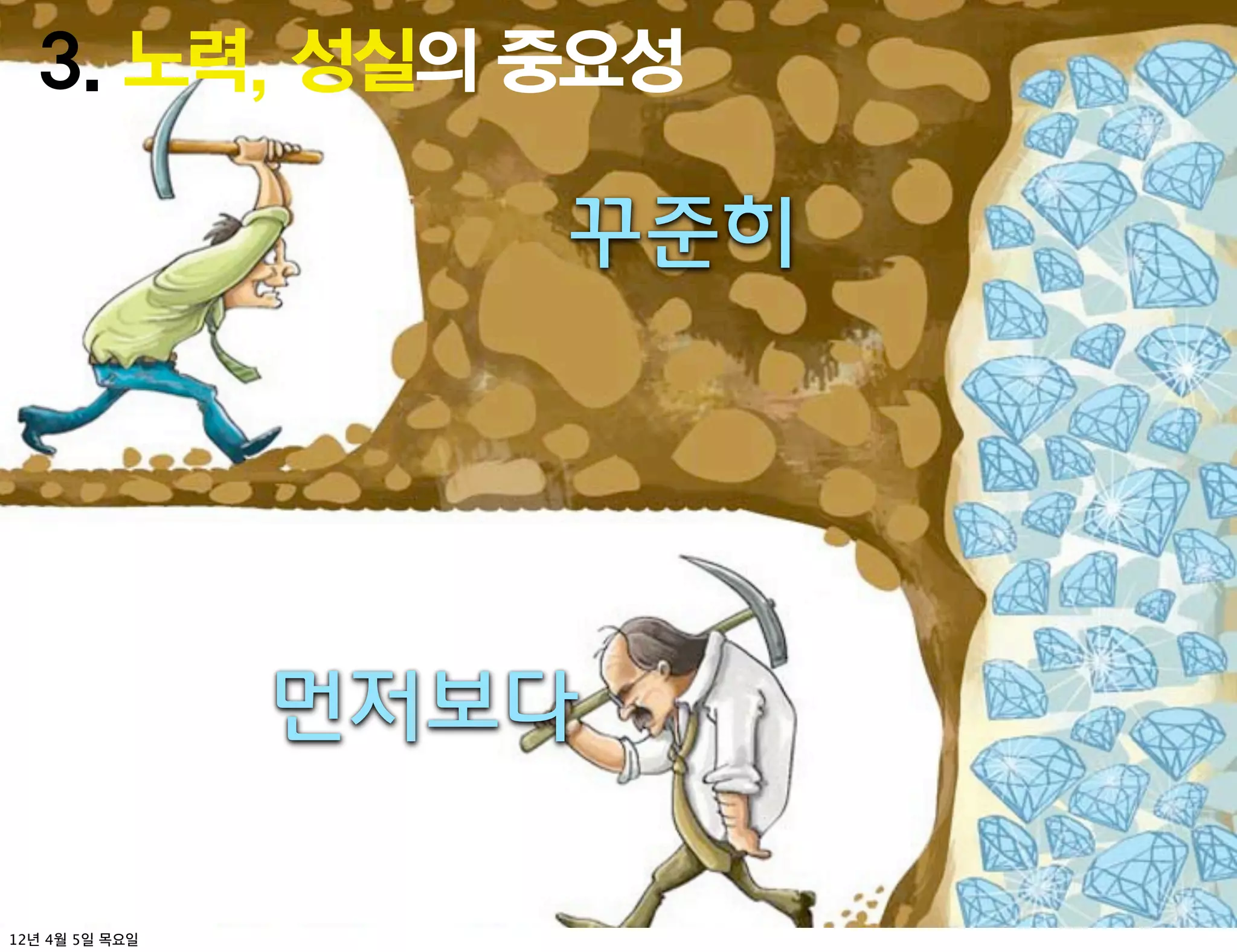 3. 노력, 성실의 중요성

                   꾸준히




                먼저보다

12년 4월 5일 목요일
 