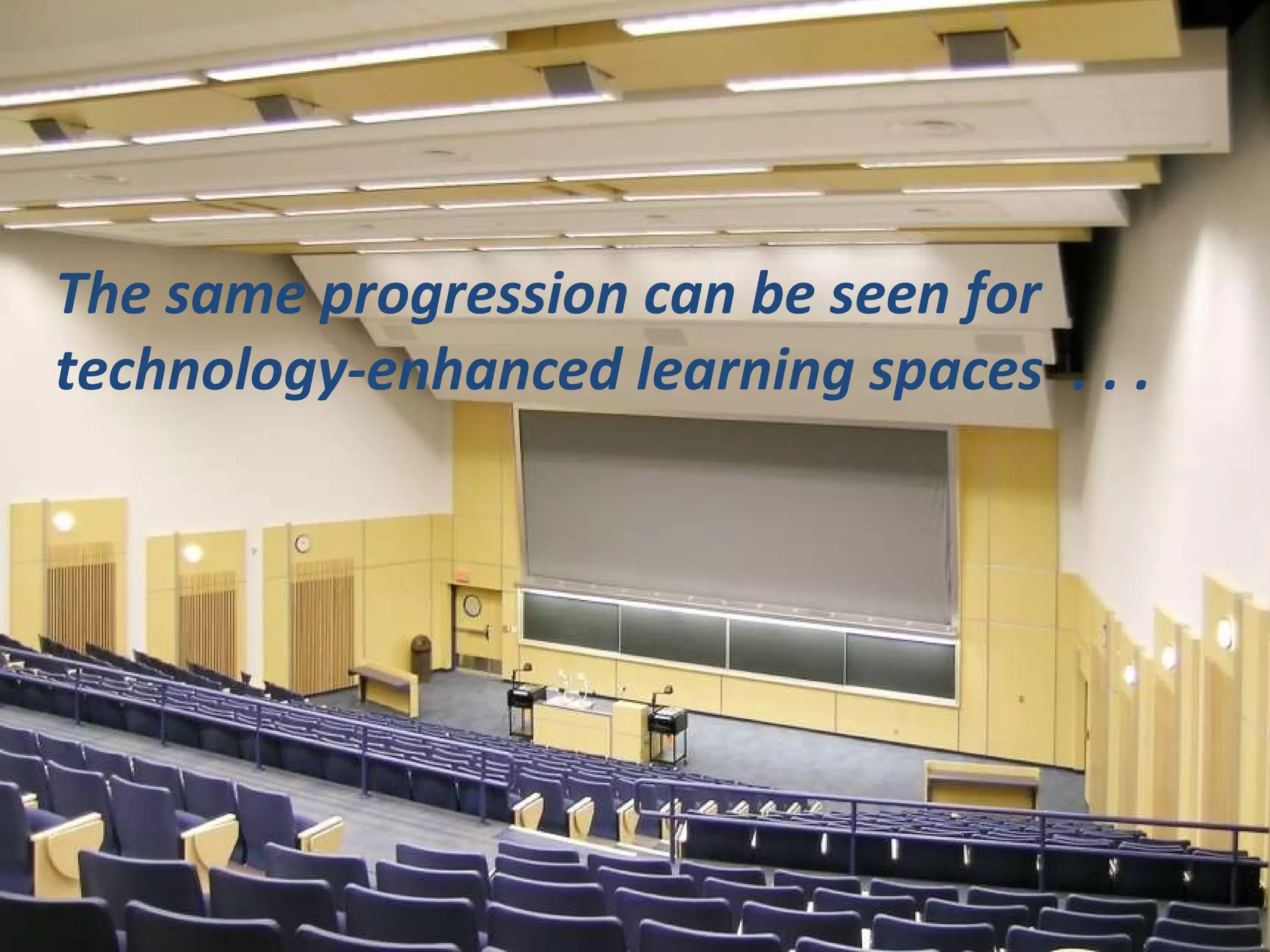 The same progression can be seen for technology-enhanced learning spaces  . . . 