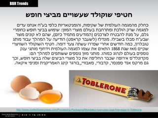 ‫‪BBR Trends‬‬


          ‫חטיפי שוקולד שעשויים מביצי חופש‬
     ‫כחלק מהמגמה העולמית של שקיפות, והומניטאריות כלפי בע"ח אנחנו עדים‬
  ‫למגמה שרק הולכת ומתרחבת בעולם מוצרי המזון: שימוש בביצי חופש כחומרי‬
    ‫גלם, על מנת להבטיח לצרכנים (המודעים מתמיד כיום), שהם לא קונים מוצר‬
  ‫שבע"ח סבלו בשבילו. מונדלז (לשעבר קראפט) הודיעה על המהלך עבור מותג‬
 ‫טובלרון, כמה חודשים אחרי שפררו עשתה צעד דומה. חטיף השוקולד השוויצרי‬
      ‫שקיים מאז שנת 8681 התאים את עצמו למגמה העולמית וידחוף מותגי ענק‬
            ‫נוספים בעולם לנהוג כמוהו. מותגי מזון נוספים ששותפים למהלך הם:‬
 ‫מקדונלד'ס אירופה שכבר החליפה את כל מוצרי הביצים שלה בביצי חופש, וכך‬
   ‫גם מרקס אנד ספנסר, קדבורי, סאבוויי, בורגר קינג האמריקנית וסניפי איקאה.‬




   ‫‪http://www.confectionerynews.com/Processing-Packaging/Mondelez-now-uses-cage-free-eggs-in-Toblerone‬‬
 