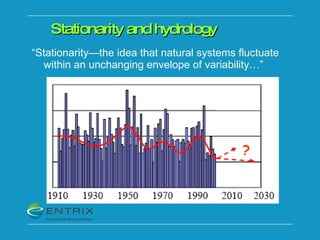 Stationarity and hydrology “ Stationarity—the idea that natural systems fluctuate within an unchanging envelope of variability…” 