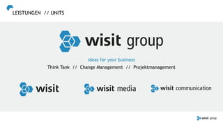 LEISTUNGEN // UNITS
Think Tank // Change Management // Projektmanagement
ideas for your business
 