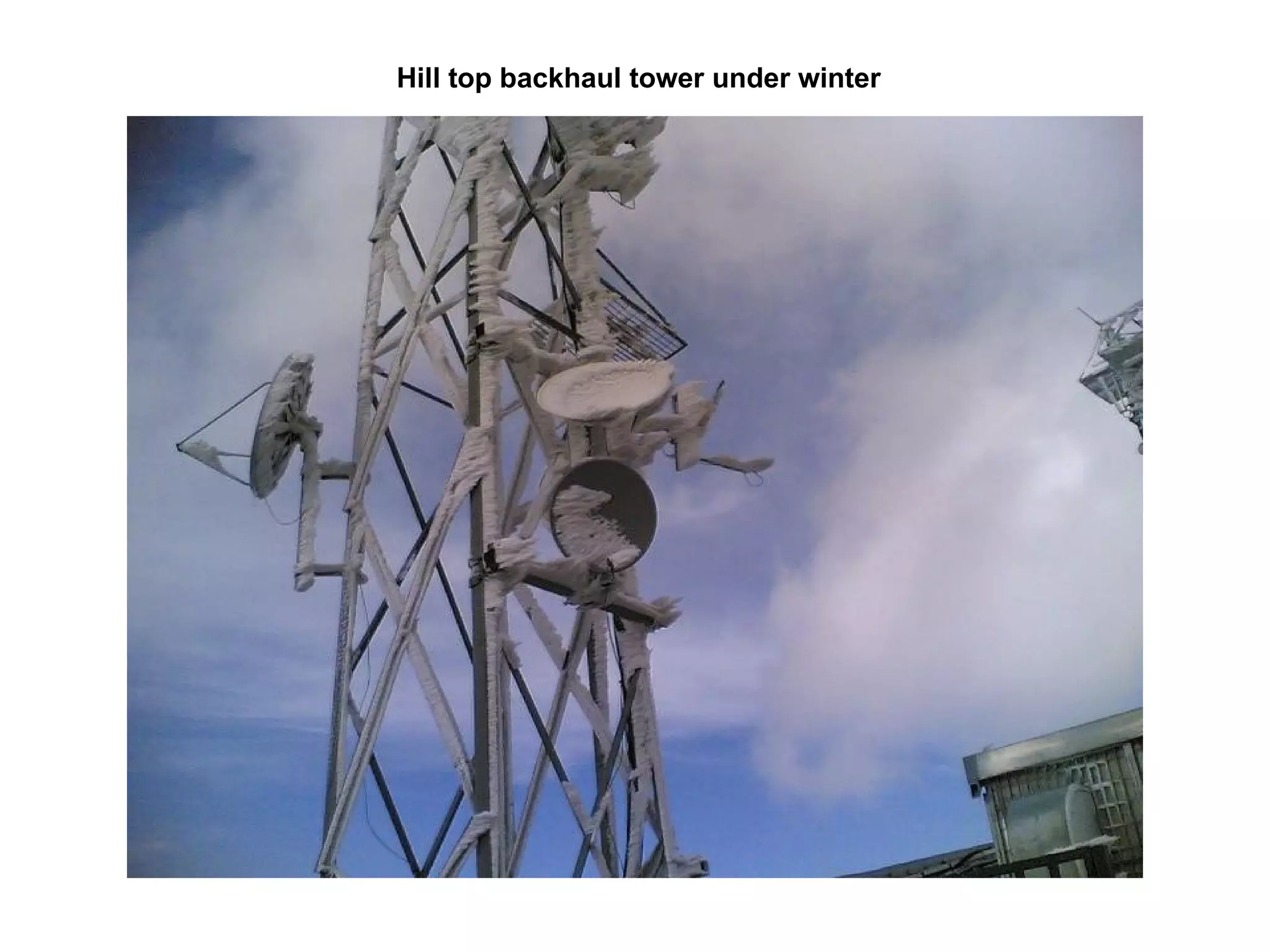 Hill top backhaul tower under winter 