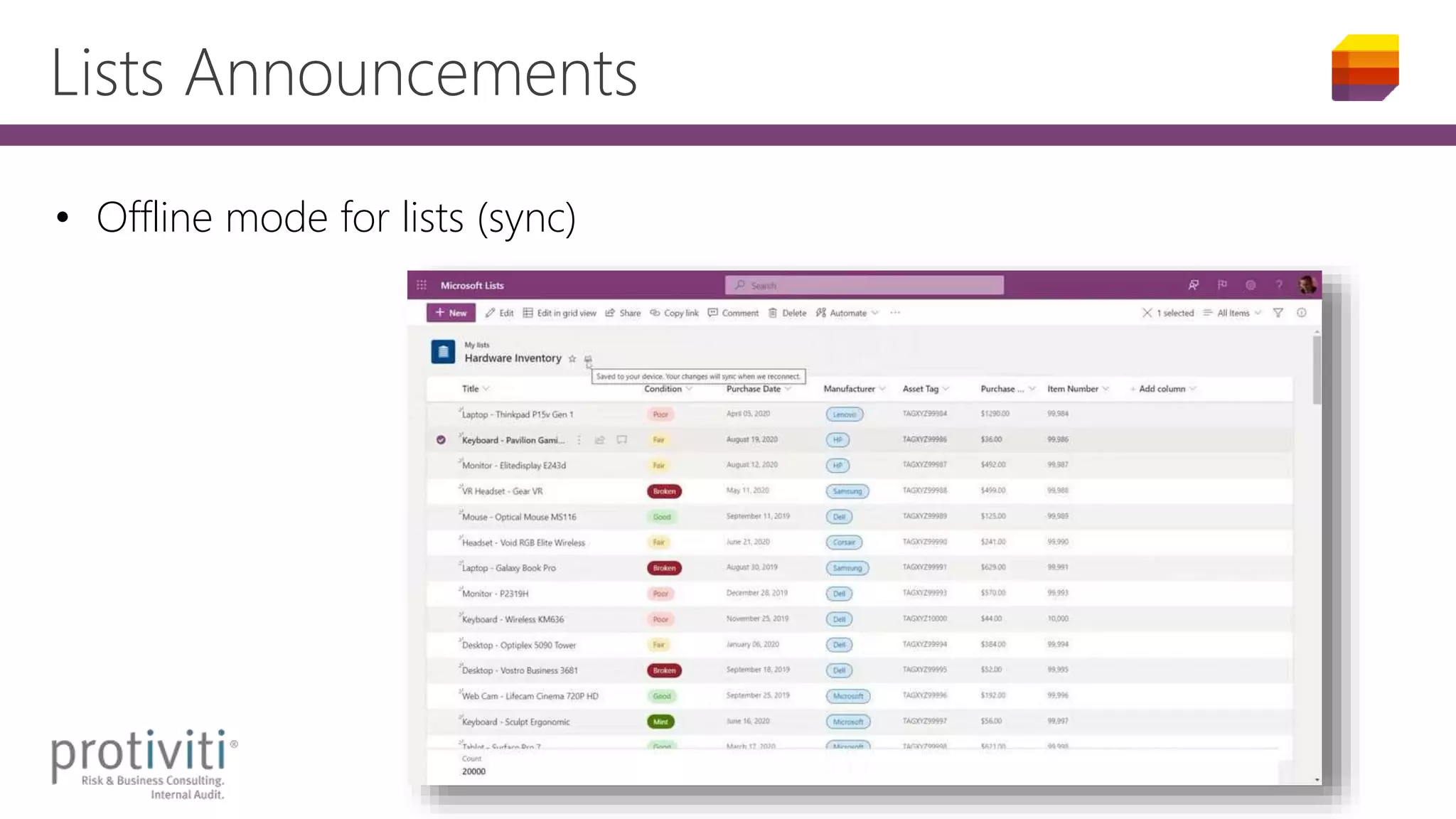 Lists Announcements
• Offline mode for lists (sync)
 