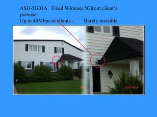 ASU-5G01A  Fixed Wireless 5Ghz at client’s premise Up to 40Mbps to clients -  Barely invisible 
