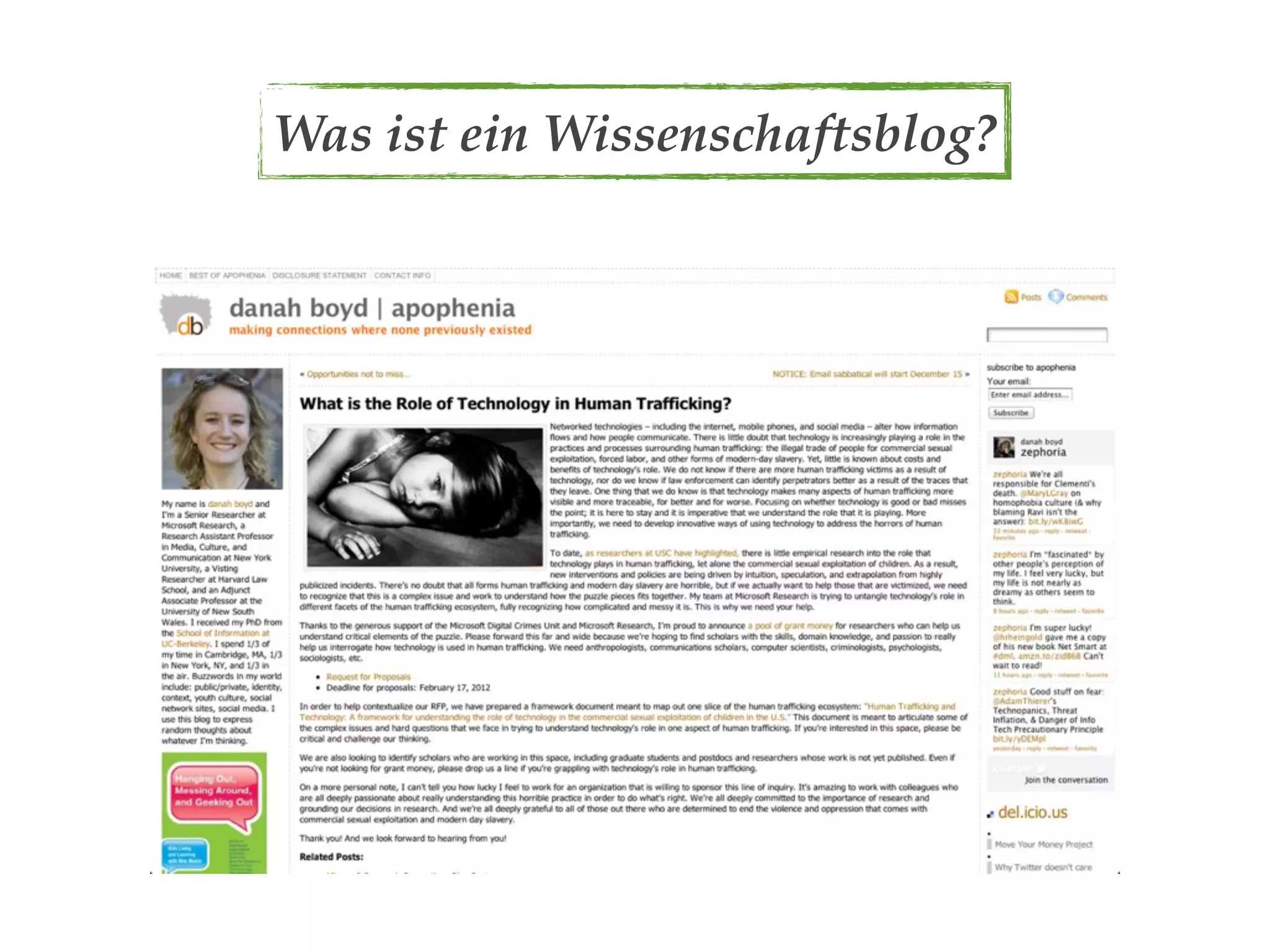 Was ist ein Wissenschaftsblog?
 