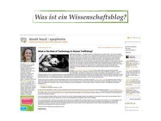 Was ist ein Wissenschaftsblog?
 