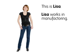 This is Lisa.
Lisa works in
manufactoring.
 