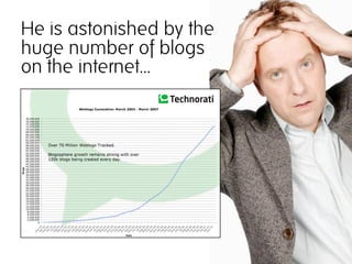 He is astonished by the
huge number of blogs
on the internet…
 