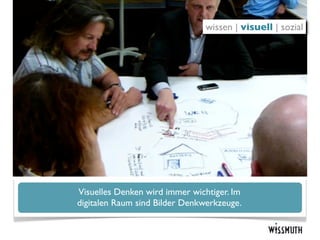 Workshops
mit sofortiger Netz-Dokumentation             wissen | visuell | sozial




              Visuelles Denken wird immer wichtiger. Im
              digitalen Raum sind Bilder Denkwerkzeuge.
 