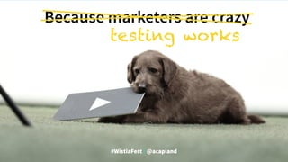 #WistiaFest / @acapland
testing works
Because marketers are crazy
 