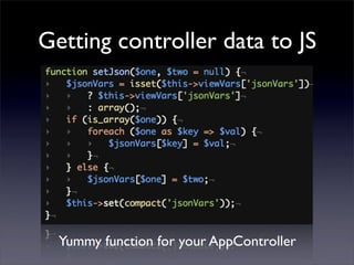 Getting controller data to JS




  Yummy function for your AppController