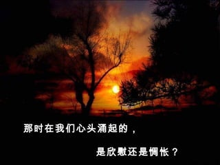 那时在我们心头涌起的，
是欣慰还是惆怅？
 