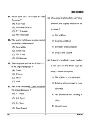 APSET 2012 English Paper III with answers | PDF