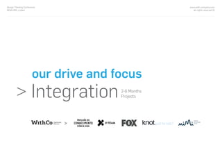 www.with-company.com
all rights reserved ©
Design Thinking Conference
NOVA IMS, Lisbon
> Integration
our drive and focus
hearing
technologies
GmbH
>
2-6 Months
Projects
 