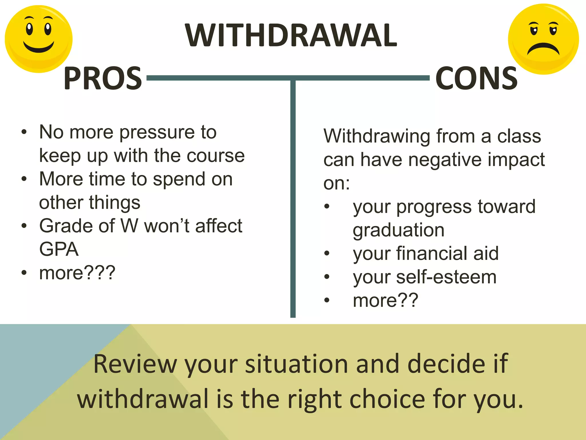 Return of a chronic health problemMore…Common reasons for WithdrawingSudden changes in personal, family or work situations