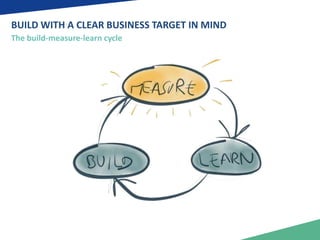 BUILD WITH A CLEAR BUSINESS TARGET IN MIND 
The build-measure-learn cycle 
 