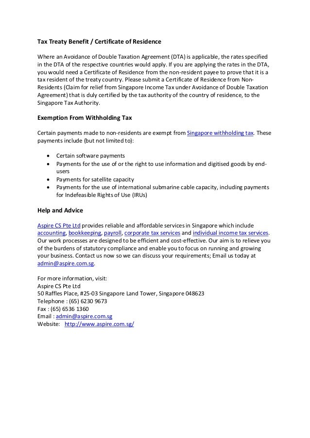 residence certificate of singapore apply by CS Singapore Tax Aspire Pte Ltd Withholding Presented residence certificate of singapore apply by CS Singapore Tax Aspire Pte Ltd Withholding Presented