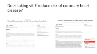 Does taking vit E reduce risk of coronary heart
disease?
 