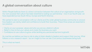 3
A global conversation about culture
Within People believes there is a direct connection between the culture of an organi...