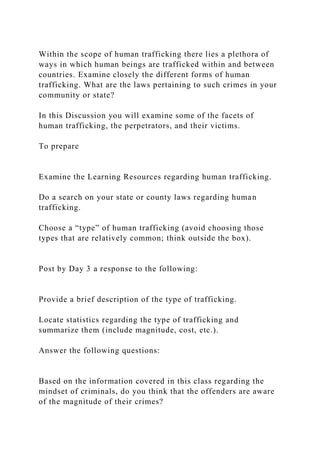 Within the scope of human trafficking there lies a plethora of ways .docx