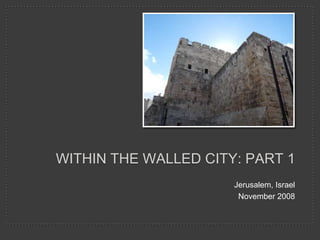 WITHIN THE WALLED CITY: PART 1
                      Jerusalem, Israel
                       November 2008
 