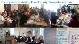 Focus groups in Kharkiv, Khmelnytskiy, Pokrovske and Lviv
 