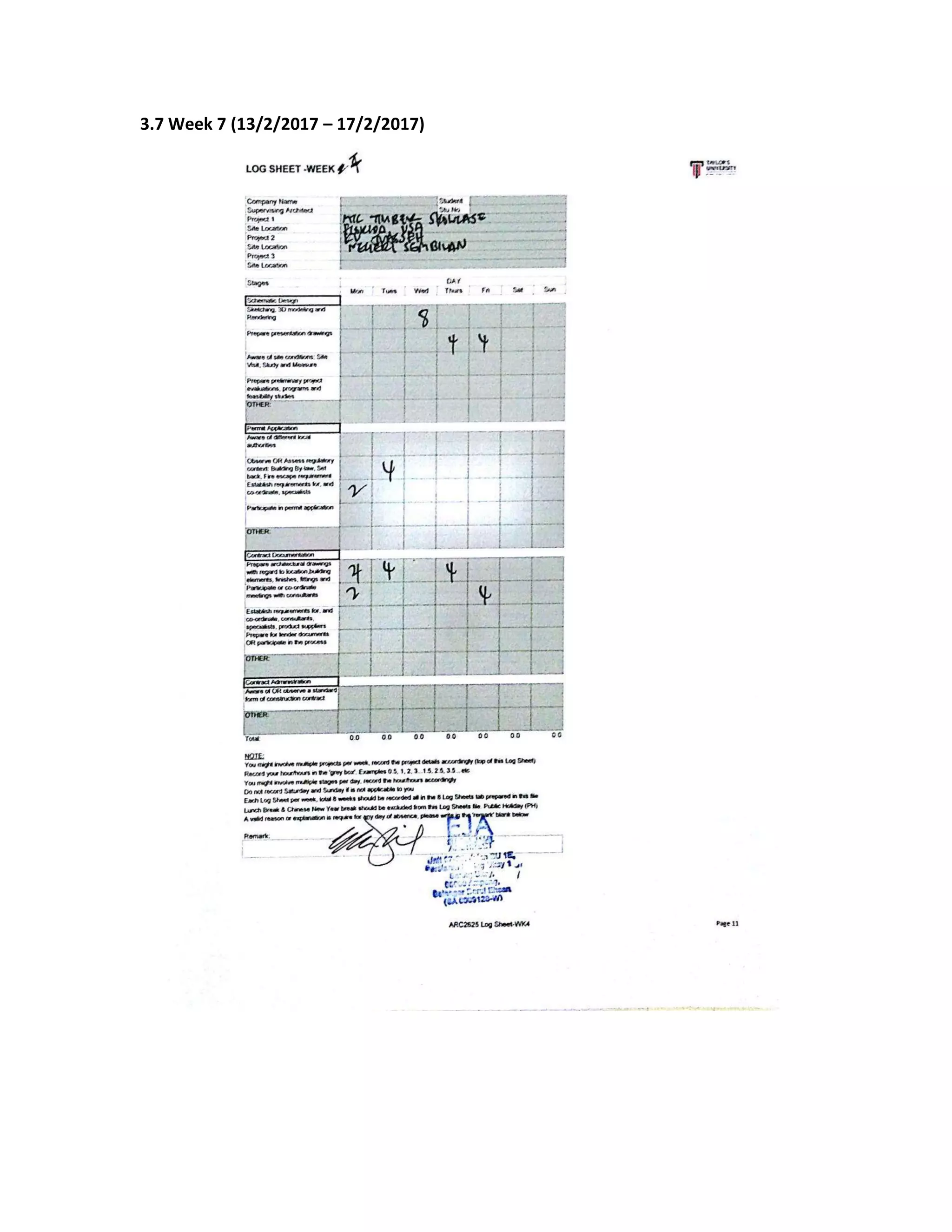 3.7 Week 7 (13/2/2017 – 17/2/2017)
 