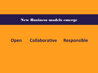Open
New Business models emerge
Collaborative Responsible
 