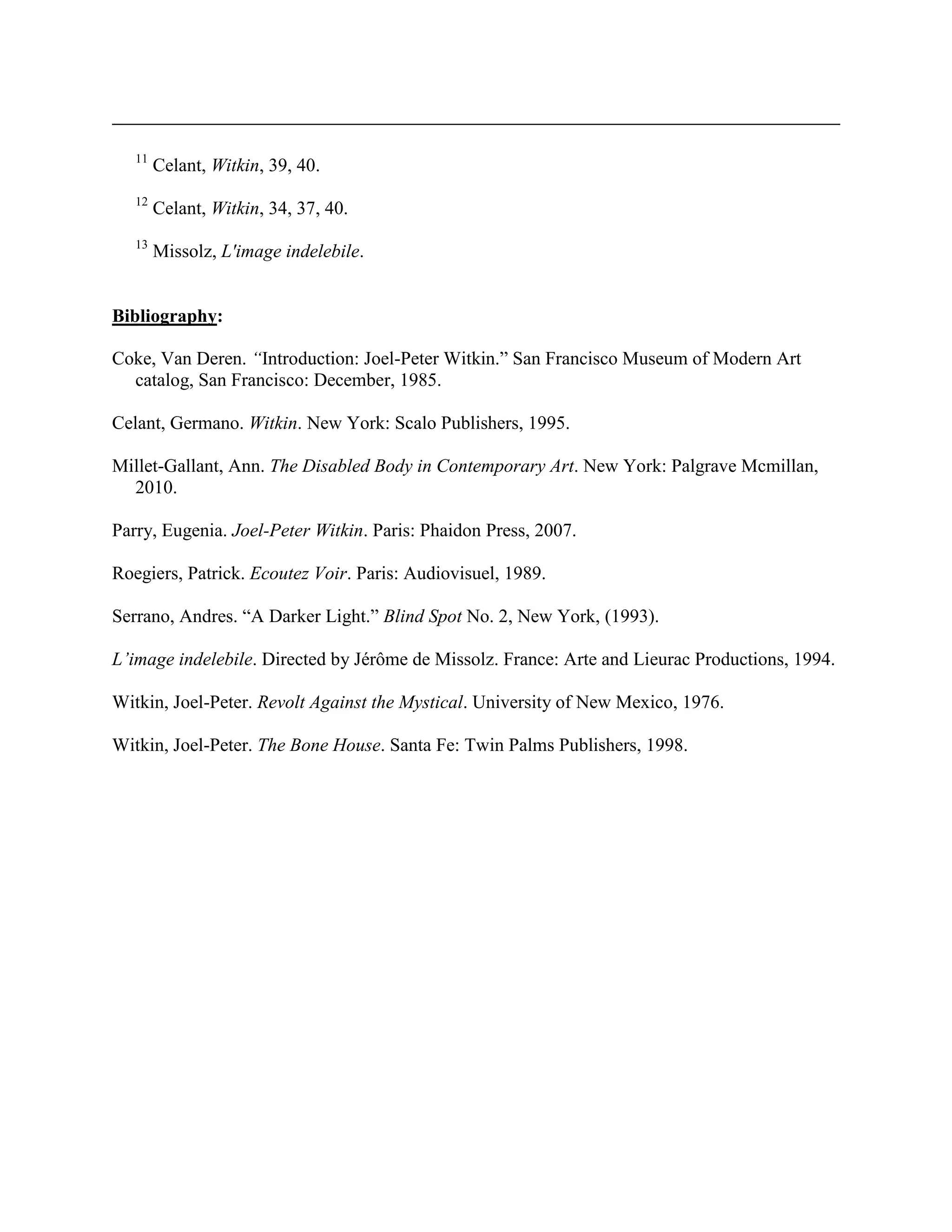 Sublimating the Tableau of Joel-Peter Witkin