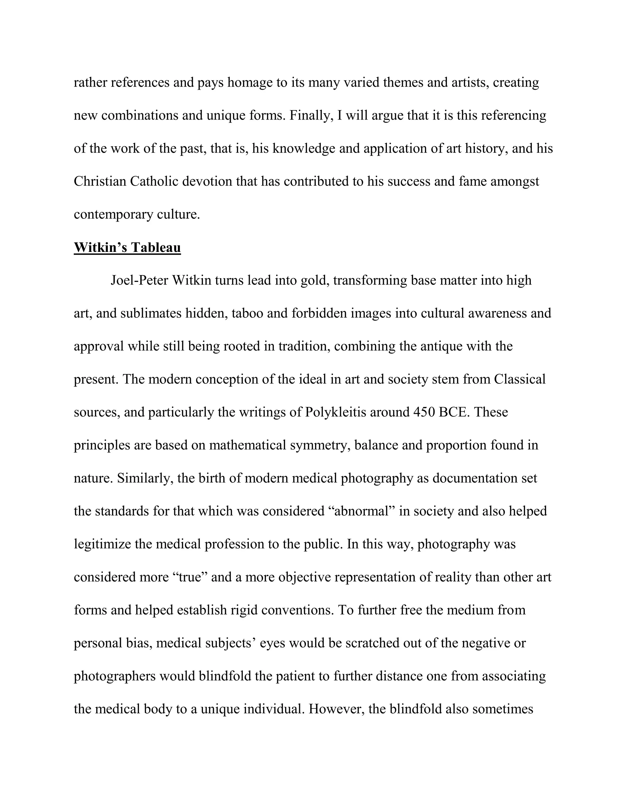 Sublimating the Tableau of Joel-Peter Witkin