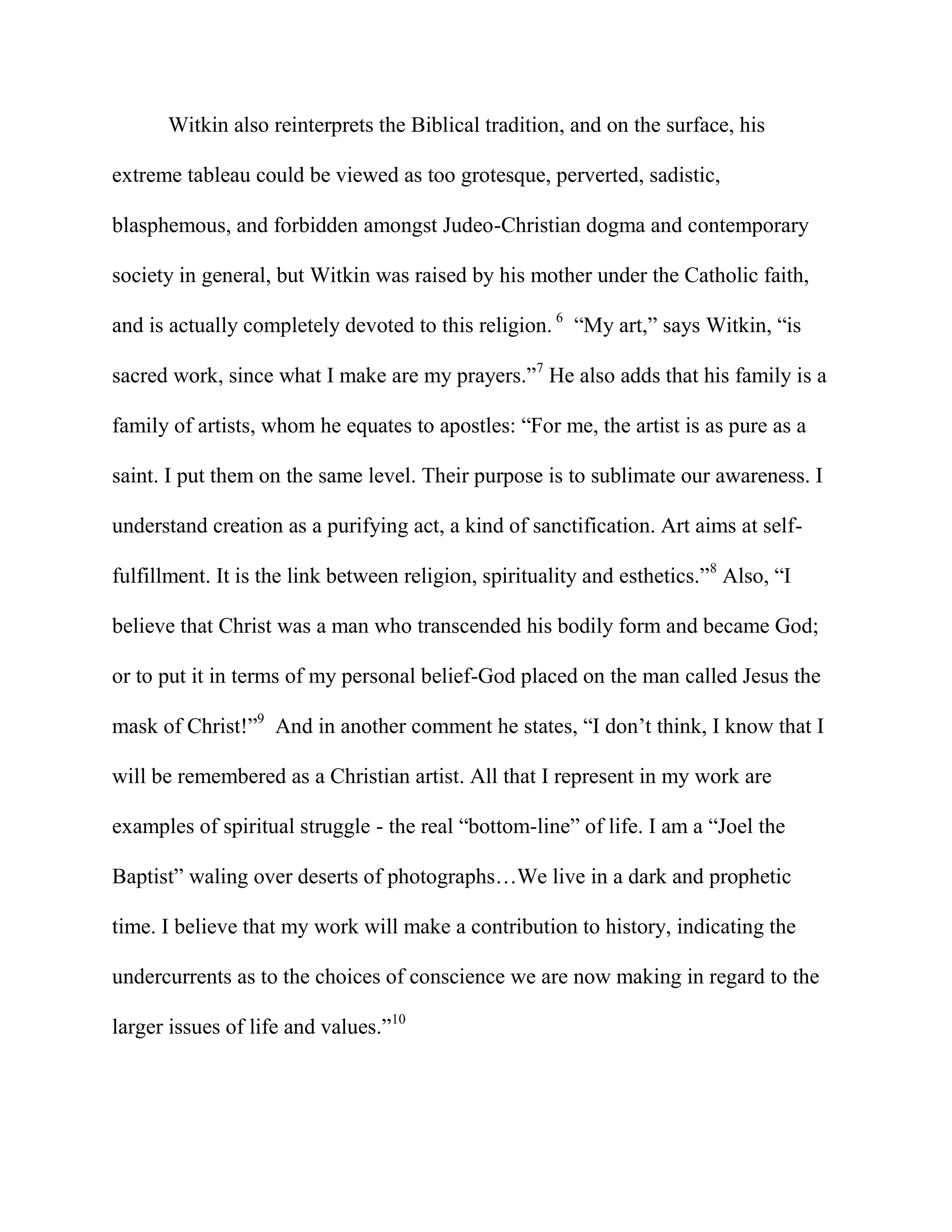 Sublimating the Tableau of Joel-Peter Witkin