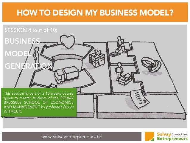 www.solvayentrepreneurs.be
HOW TO DESIGN MY BUSINESS MODEL?
SESSION 4 (out of 10)
BUSINESS
MODEL
GENERATION
This session i...
