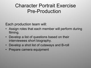 Introduction to Character Portrait Exercise | PPT