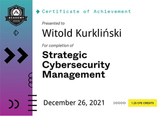 Witold Kurkliński
December 26, 2021
 