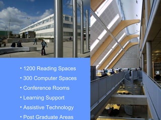 1200 Reading Spaces 300 Computer Spaces Conference Rooms Learning Support Assistive Technology Post Graduate Areas 