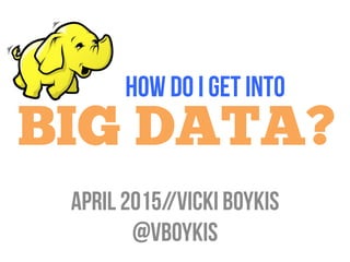 BIG DATA?
April 2015//Vicki Boykis
@VBOYKIS
How do I get into	
  
 