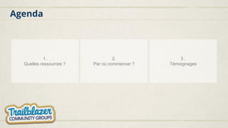 Agenda
1.
Quelles ressources ?
2.
Par où commencer ?
3 .
Témoignages
 