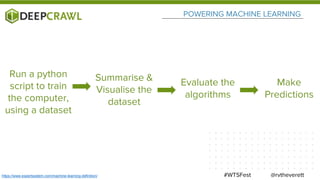 REAL WORLD MACHINE LEARNING EXAMPLES
@rvtheverett#WTSFest
 