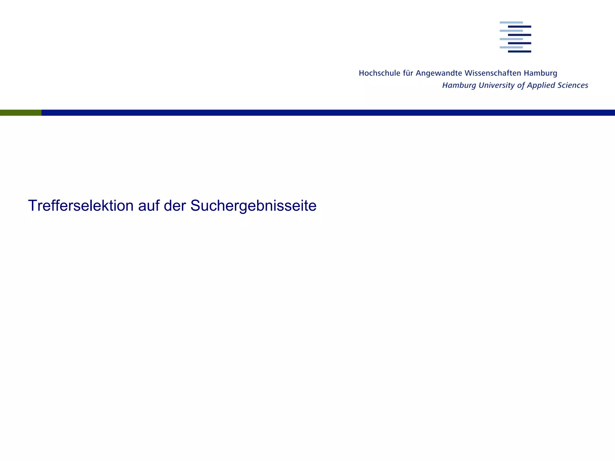 Trefferselektion auf der Suchergebnisseite
 