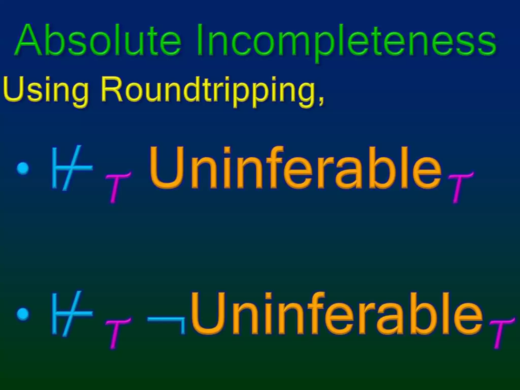 Absolute IncompletenessUsing Roundtripping,⊬TUninferableT⊬TUninferableT