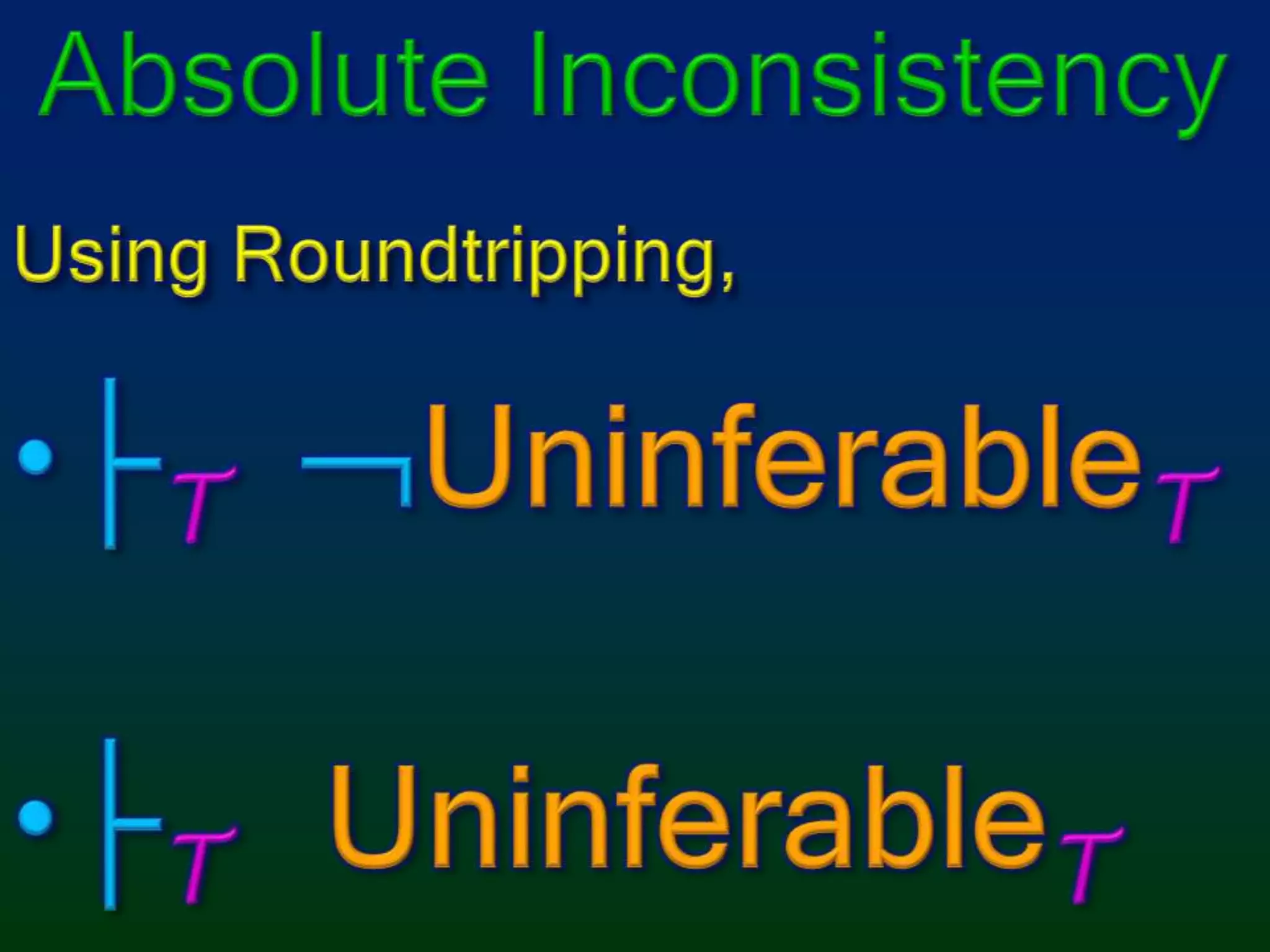 Absolute InconsistencyUsing Roundtripping,├TUninferableT├TUninferableT