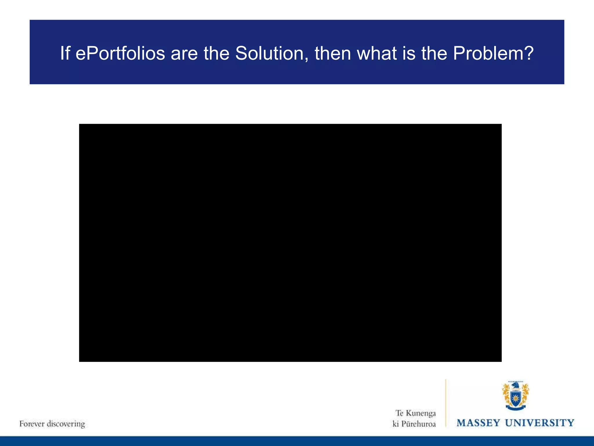 If ePortfolios are the Solution, then what is the Problem? 