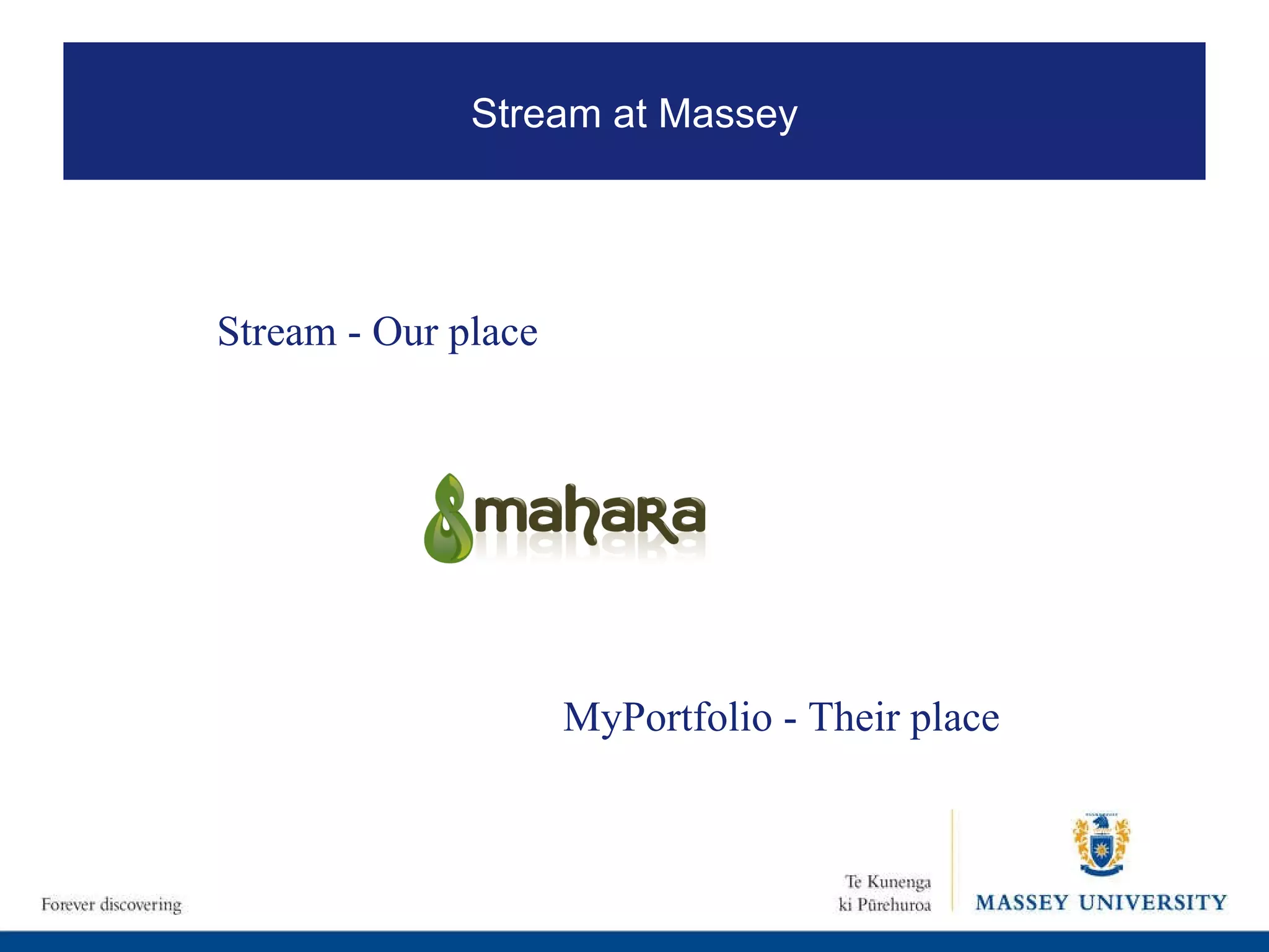 MyPortfolio - Their place Stream - Our place Stream at Massey 