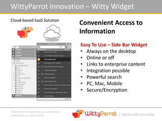 WittyParrot proprietary & confidential
©WittyParrot 2010-2015
WittyParrot Innovation – Drag and Drop
Portals, ATS Systems,...