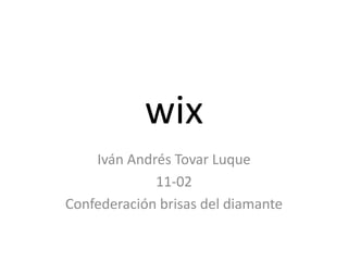 wix
Iván Andrés Tovar Luque
11-02
Confederación brisas del diamante
 